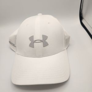 White under armour golf hat.